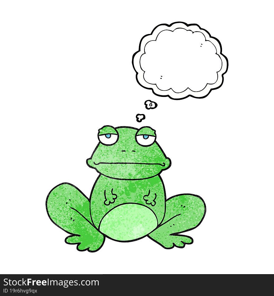 freehand drawn thought bubble textured cartoon frog