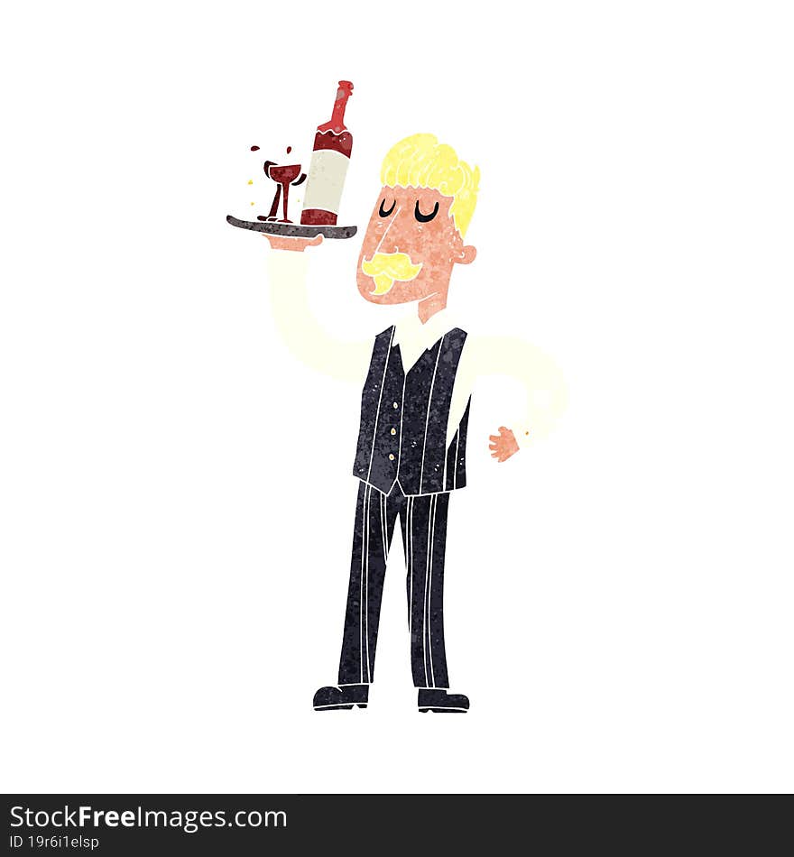 Retro Cartoon Waiter