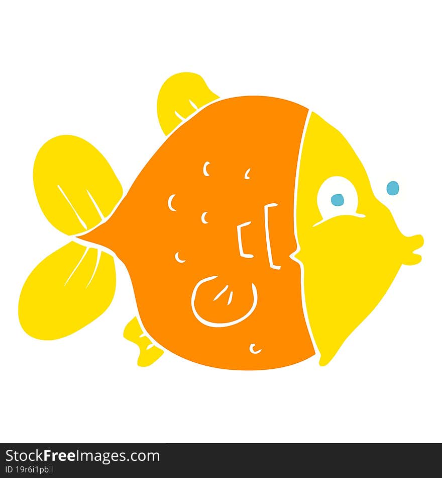 flat color illustration of a cartoon funny fish