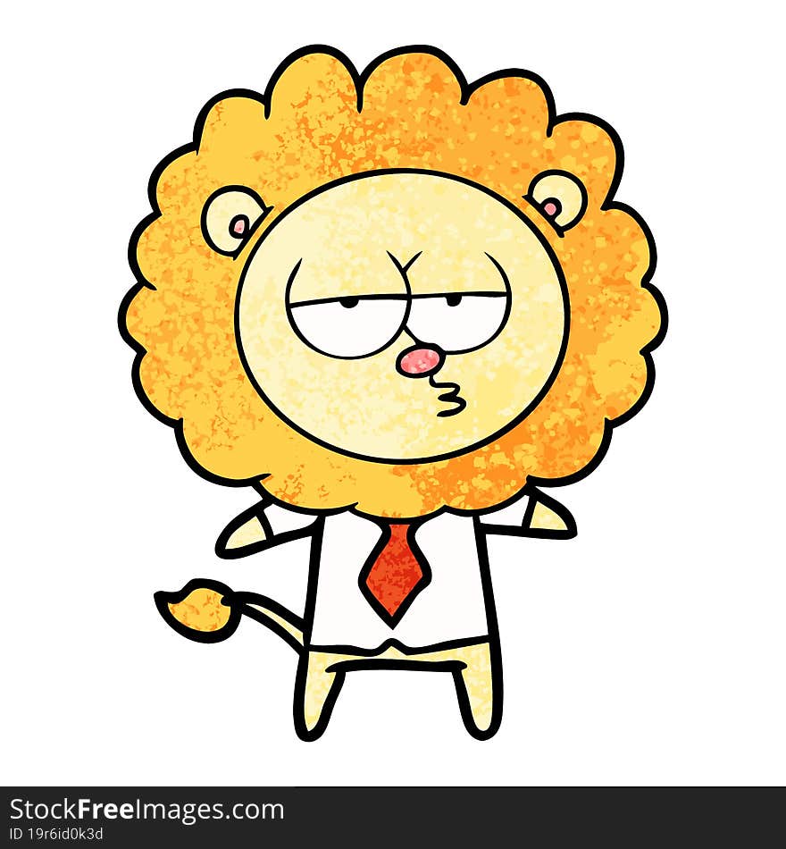 cartoon bored lion office worker. cartoon bored lion office worker