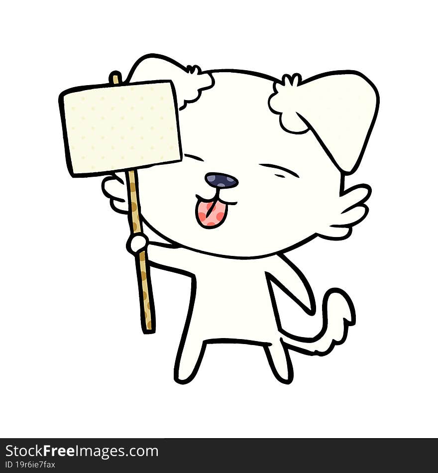 cartoon dog holding sign post. cartoon dog holding sign post