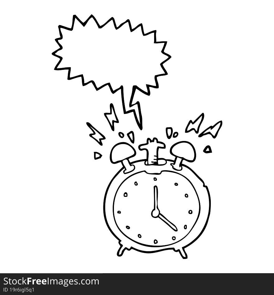 freehand drawn speech bubble cartoon ringing alarm clock