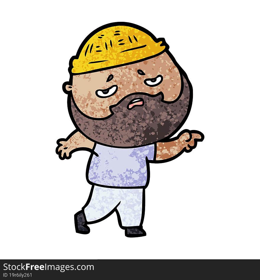 cartoon worried man with beard. cartoon worried man with beard