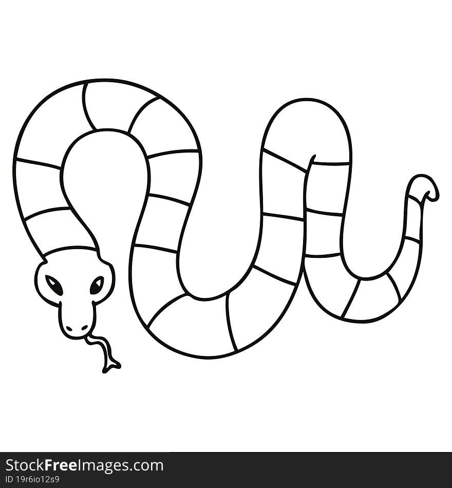 quirky line drawing cartoon snake