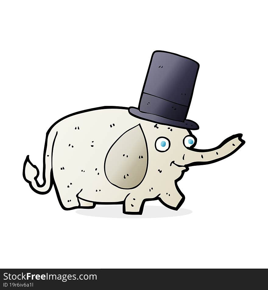 cartoon elephant wearing top hat