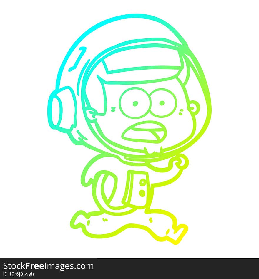 Cold Gradient Line Drawing Cartoon Surprised Astronaut