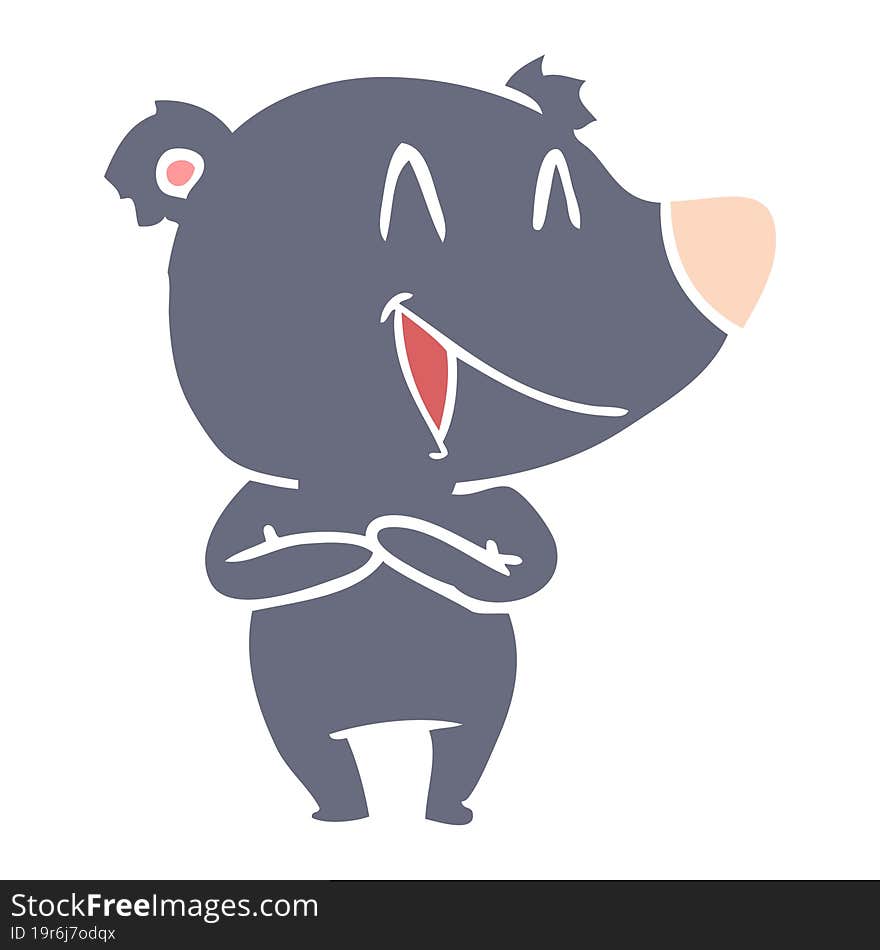 laughing bear flat color style cartoon