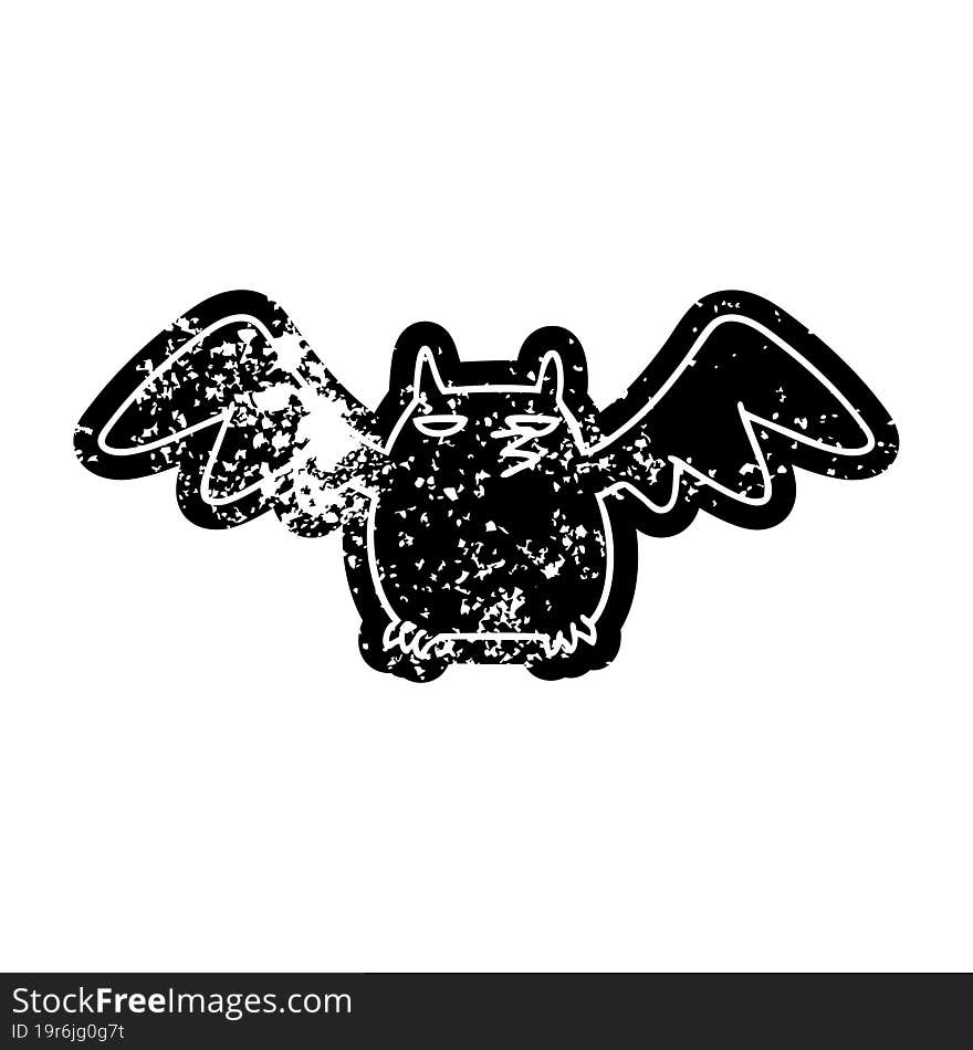 grunge icon drawing of a night bat