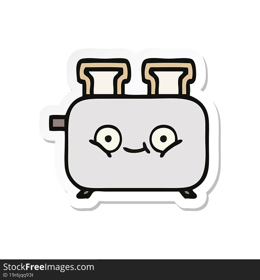 sticker of a cute cartoon of a toaster