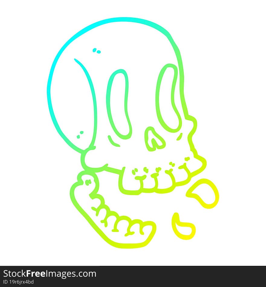 cold gradient line drawing funny cartoon skull