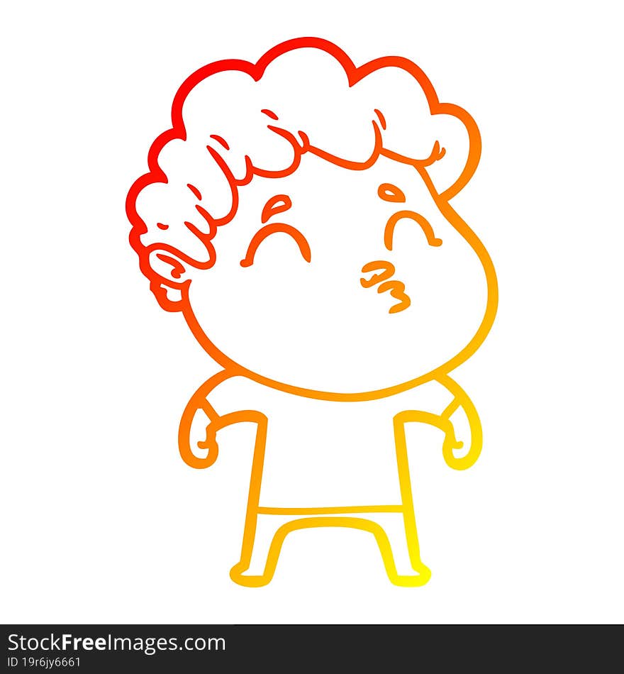 warm gradient line drawing cartoon man pouting