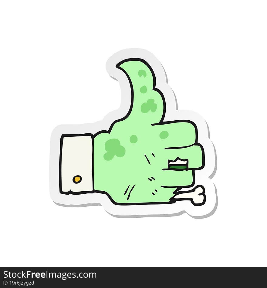 sticker of a cartoon zombie hand