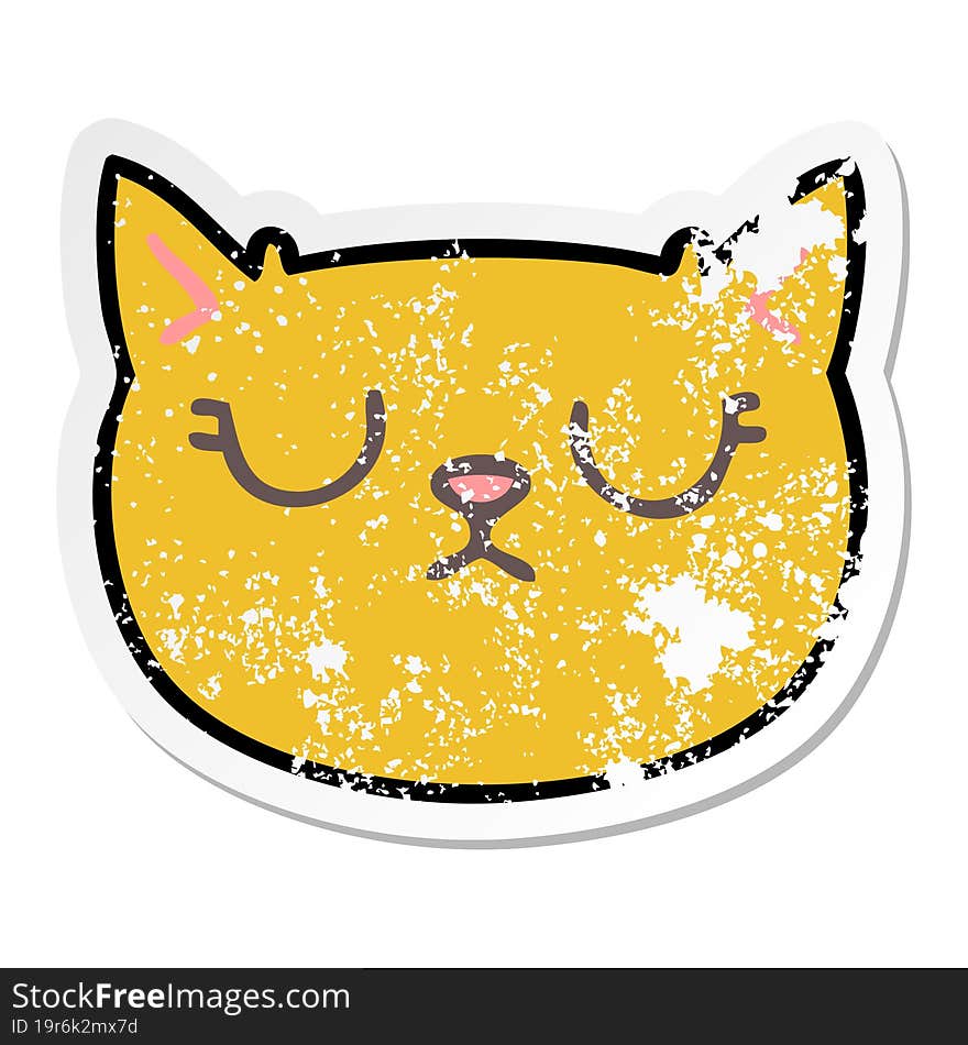 distressed sticker of a quirky hand drawn cartoon crying cat