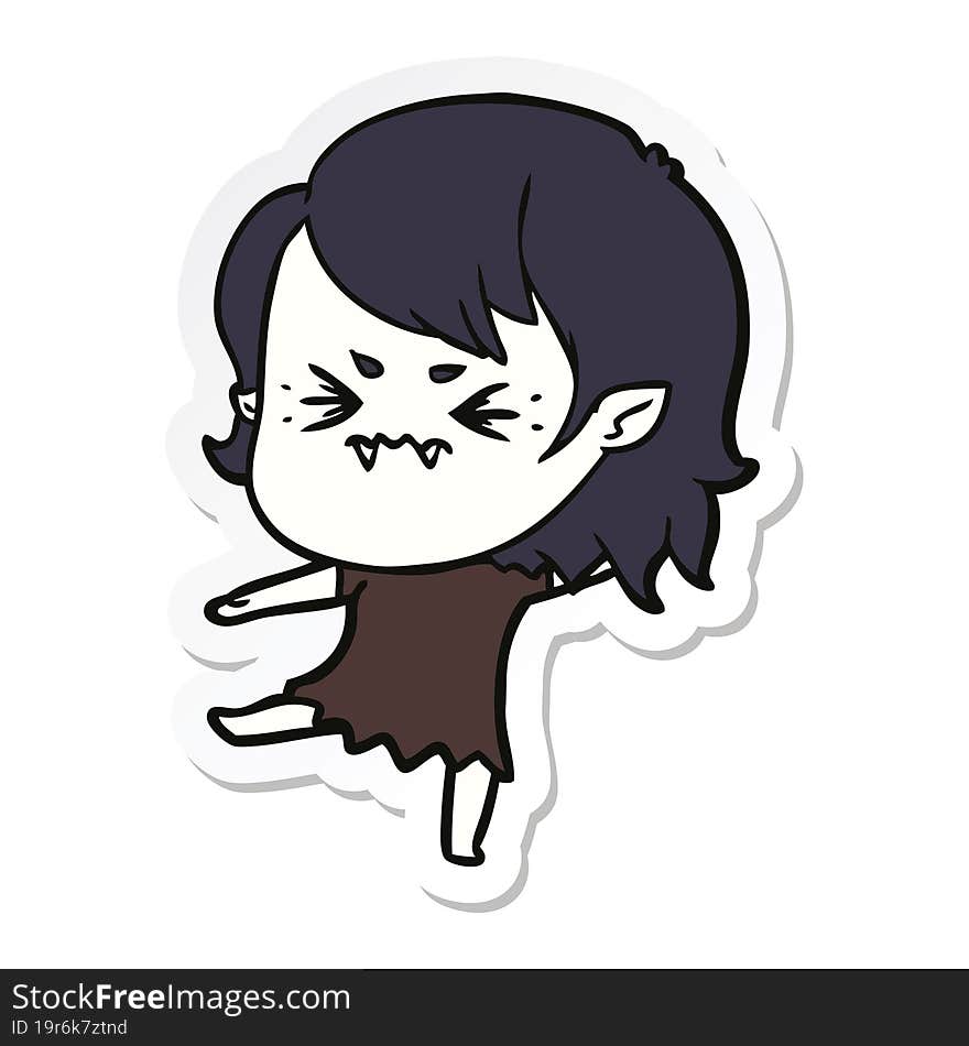 sticker of a annoyed cartoon vampire girl