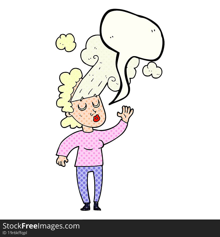 comic book speech bubble cartoon woman letting off steam