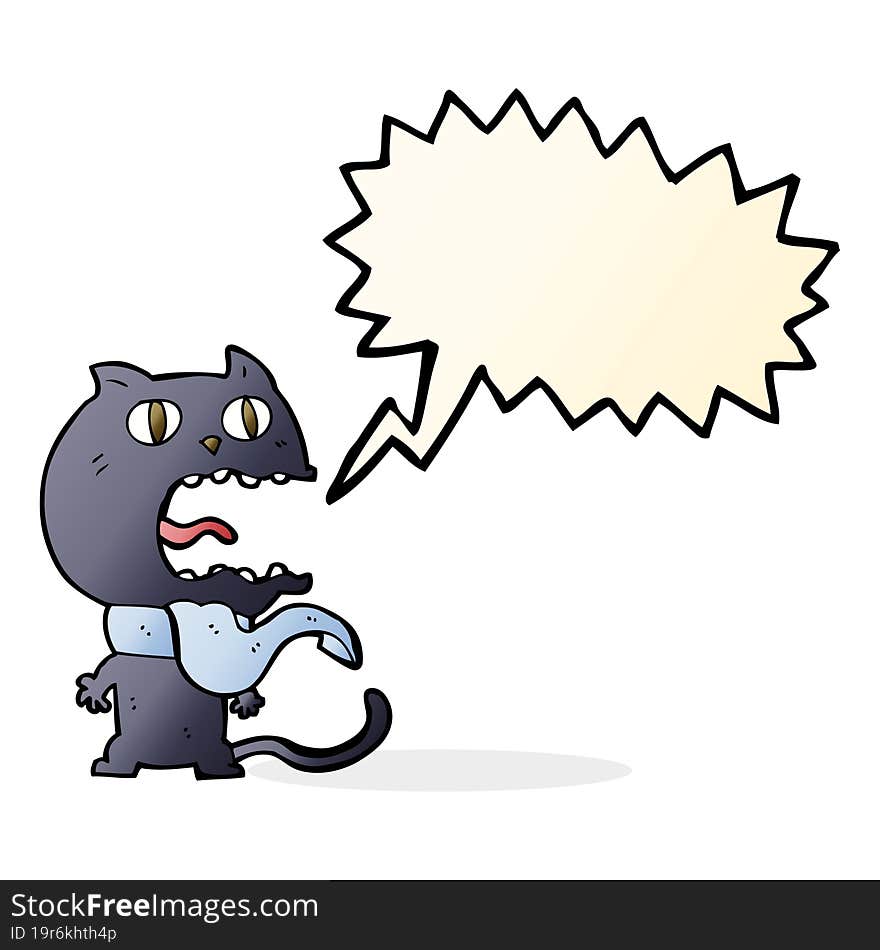 Cartoon Frightened Cat With Speech Bubble