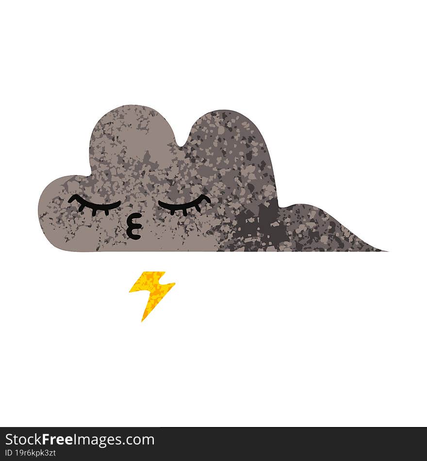 Retro Illustration Style Cartoon Storm Cloud