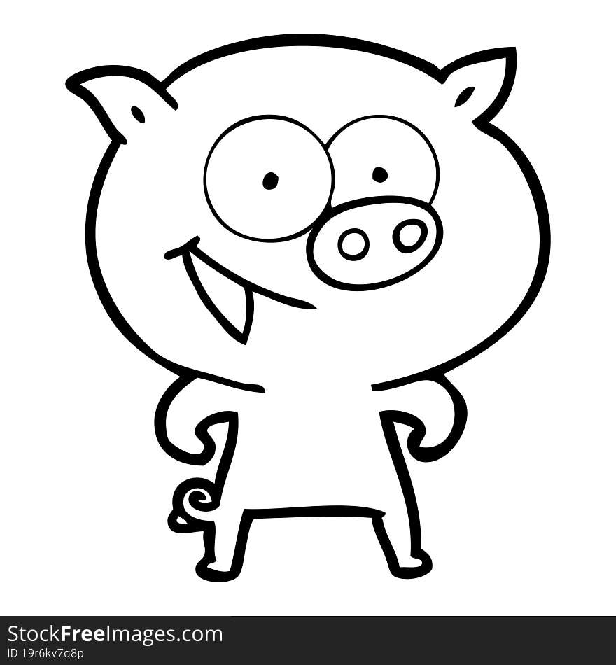 cheerful pig cartoon. cheerful pig cartoon