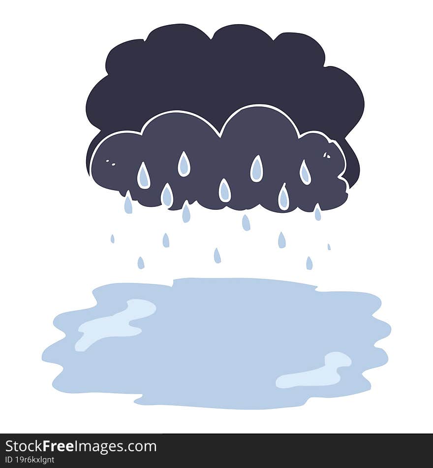 flat color illustration of a cartoon rain cloud