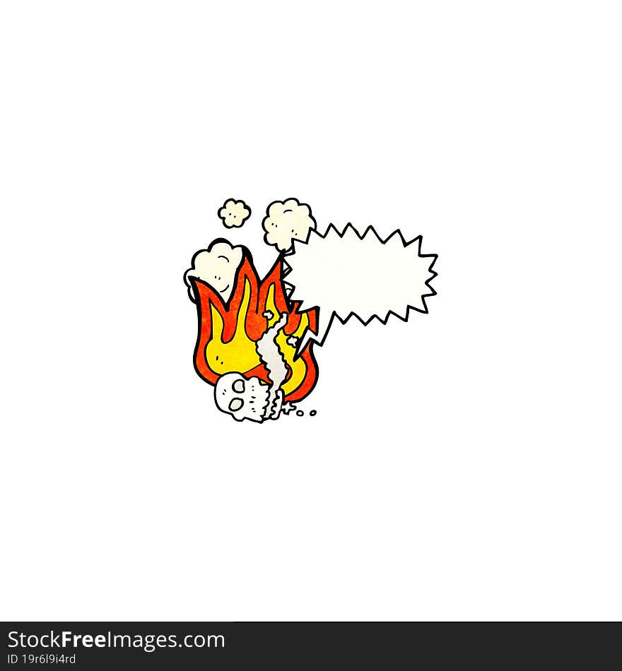 flaming skull cartoon