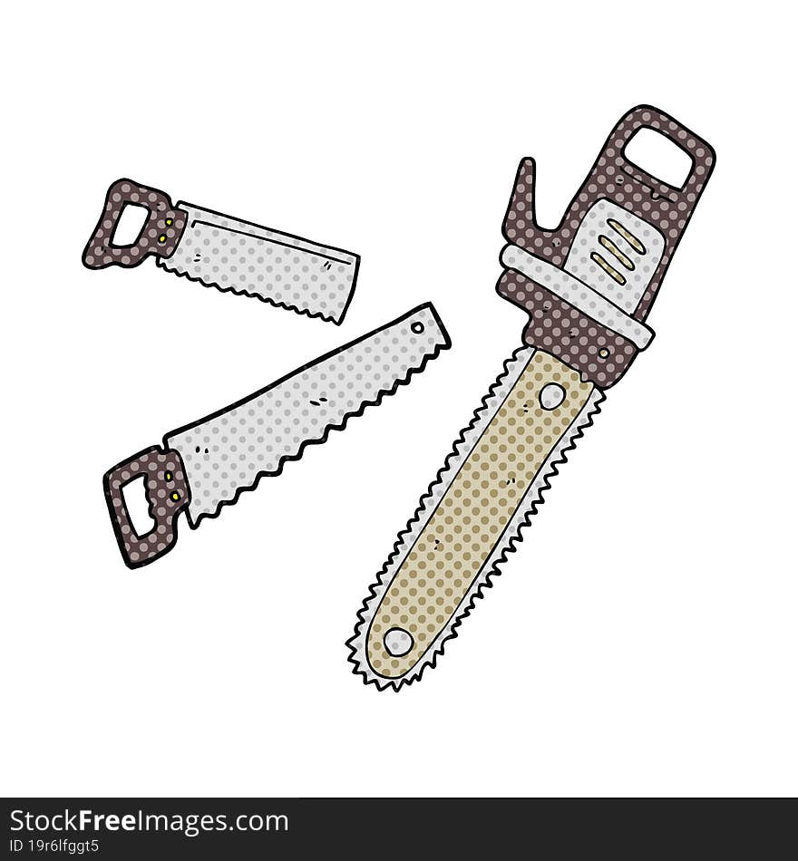 comic book style cartoon saws