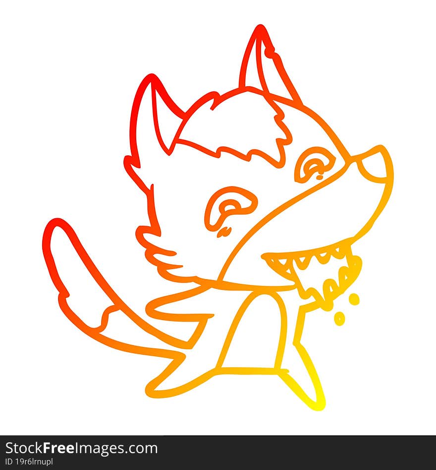 warm gradient line drawing cartoon hungry wolf