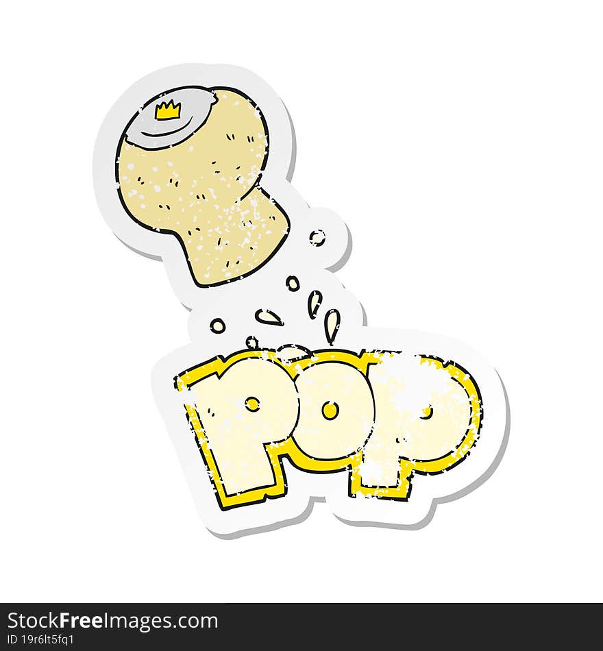 retro distressed sticker of a cartoon champagne cork popping