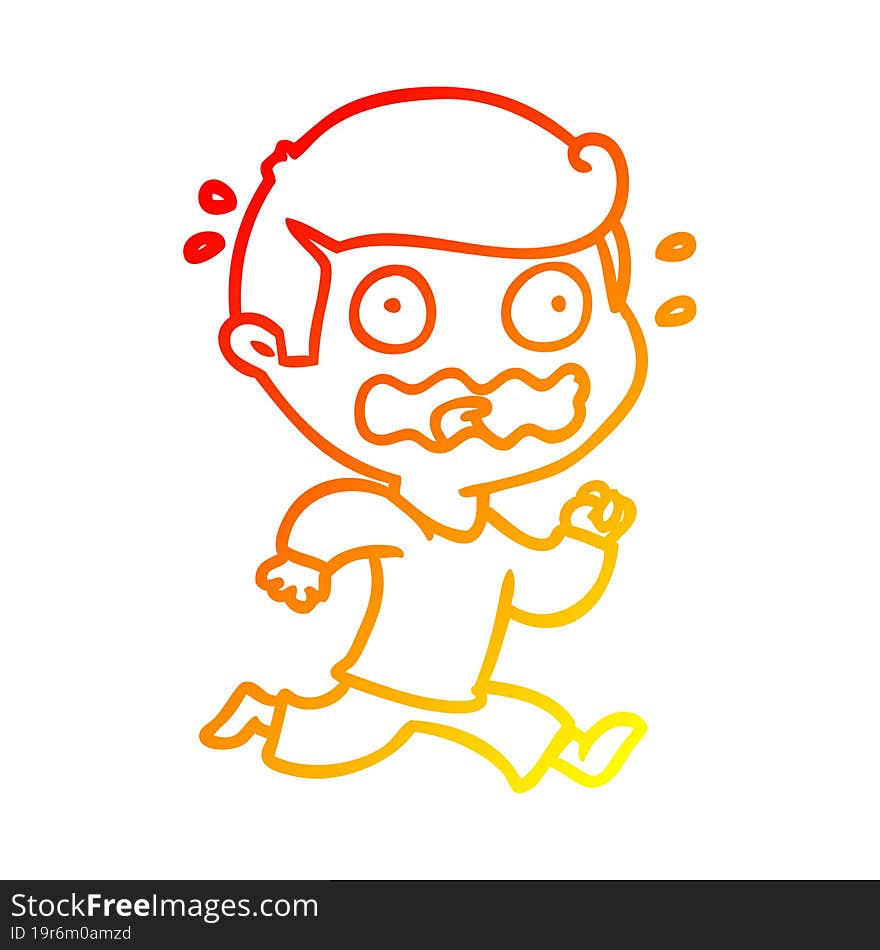 warm gradient line drawing cartoon man totally stressed out