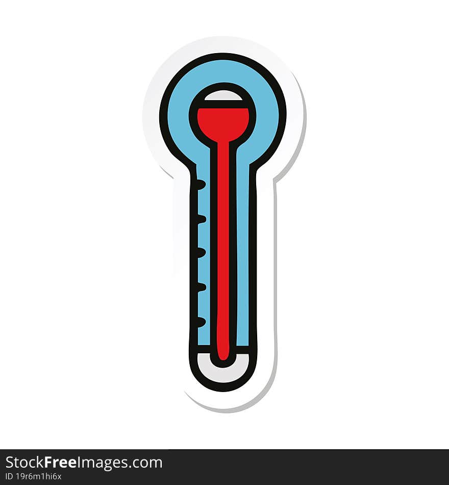 sticker of a cute cartoon glass thermometer