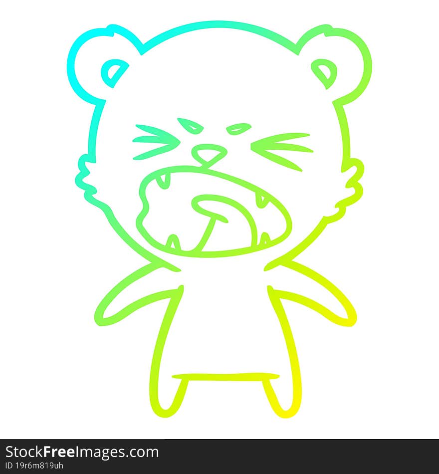 cold gradient line drawing angry cartoon bear