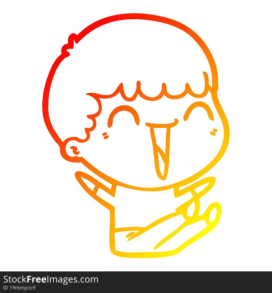 Warm Gradient Line Drawing Cartoon Happy Man Laughing