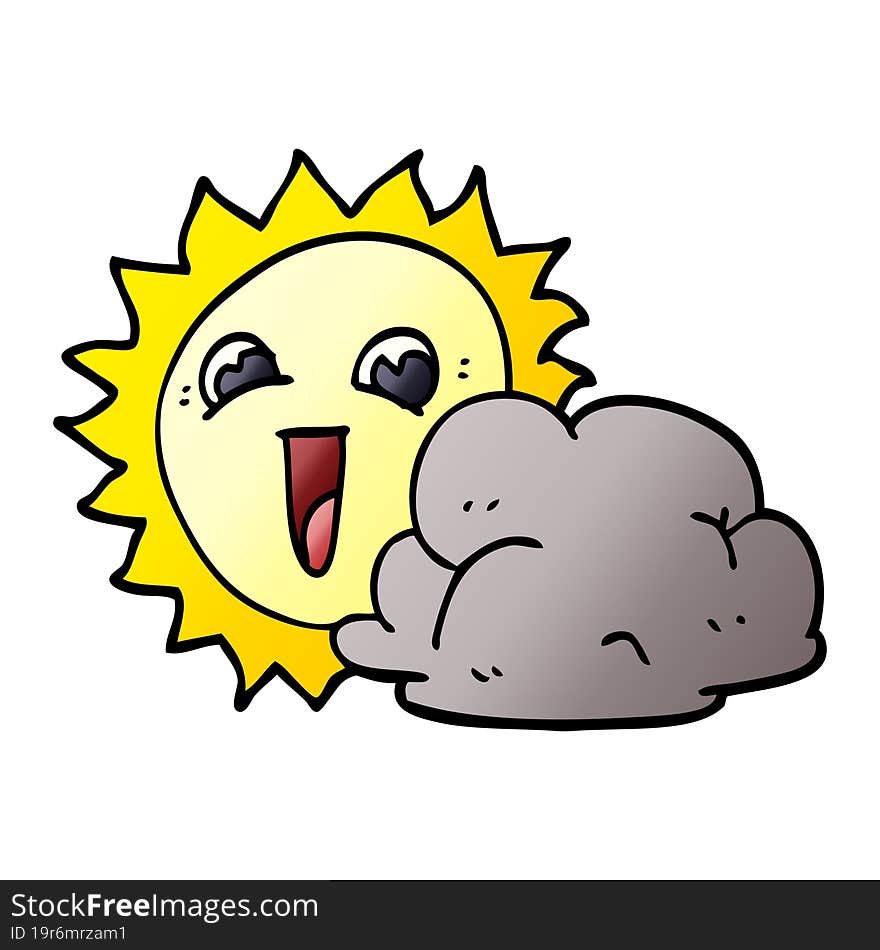 cartoon doodle sun and cloud