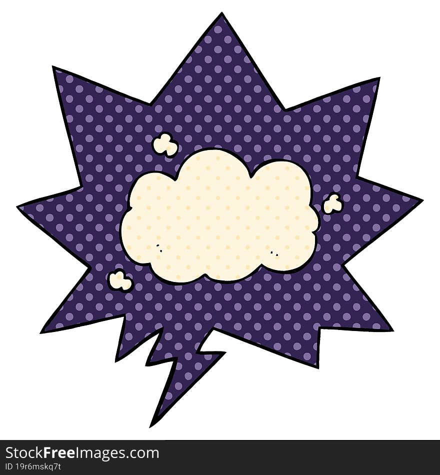 cartoon cloud and speech bubble in comic book style