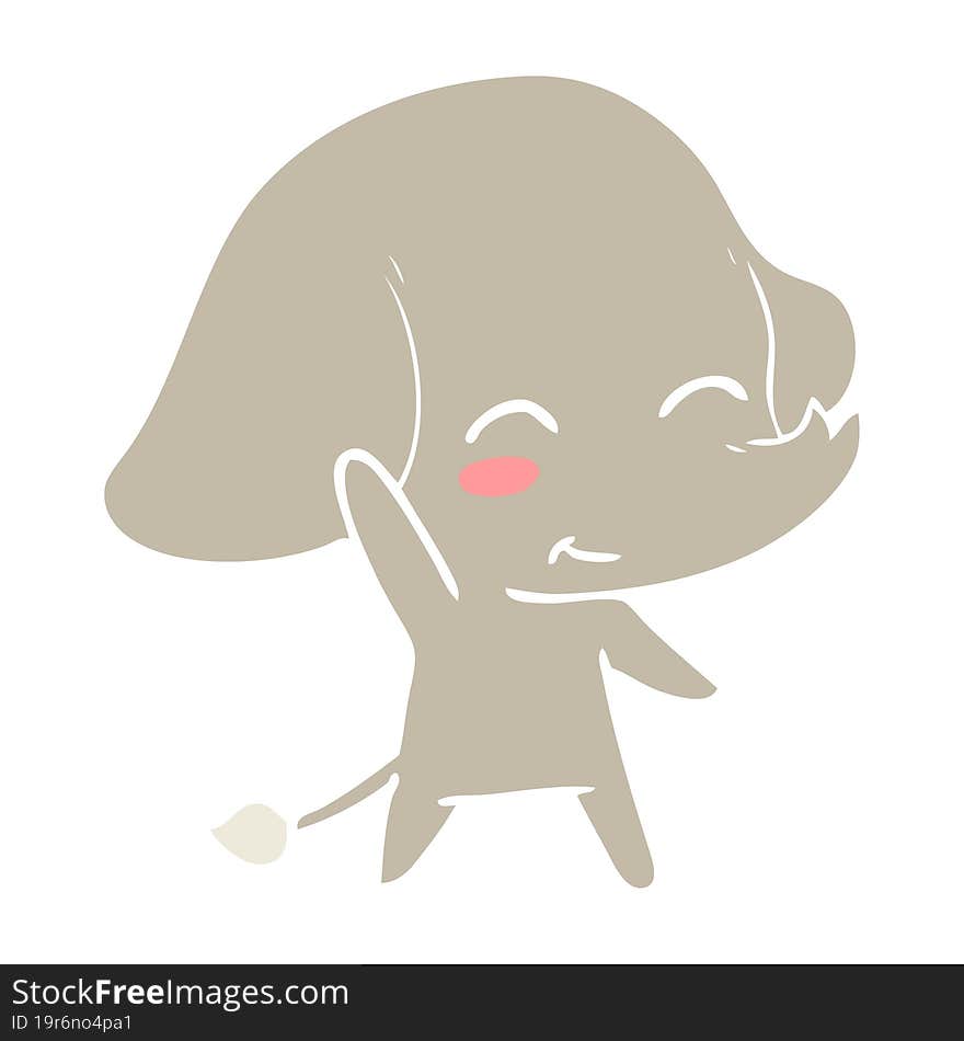 Cute Flat Color Style Cartoon Elephant