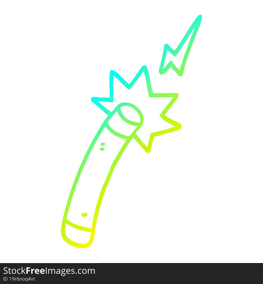 cold gradient line drawing of a cartoon magician wand