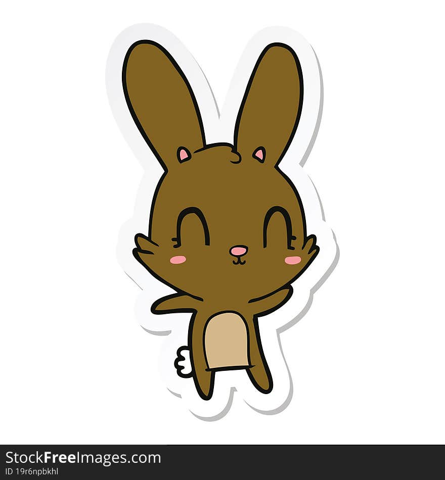 Sticker Of A Cute Cartoon Rabbit