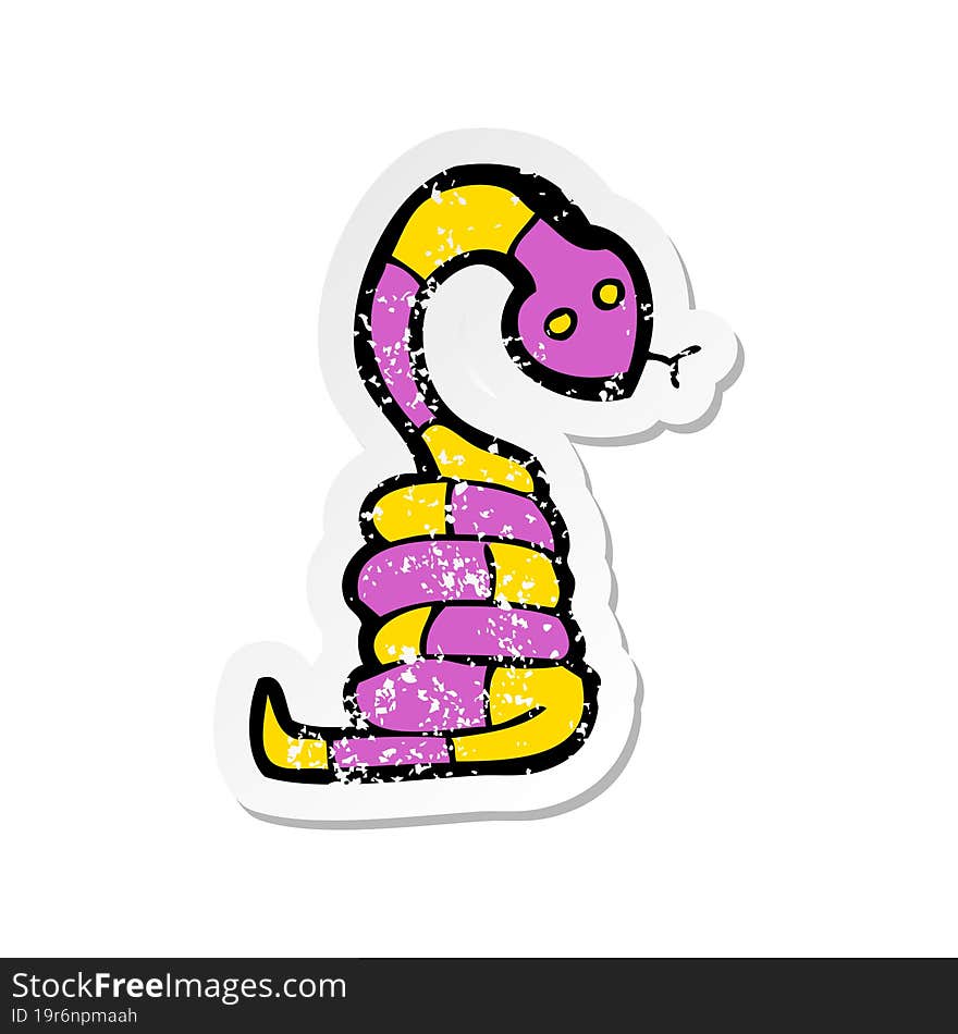 retro distressed sticker of a cartoon snake