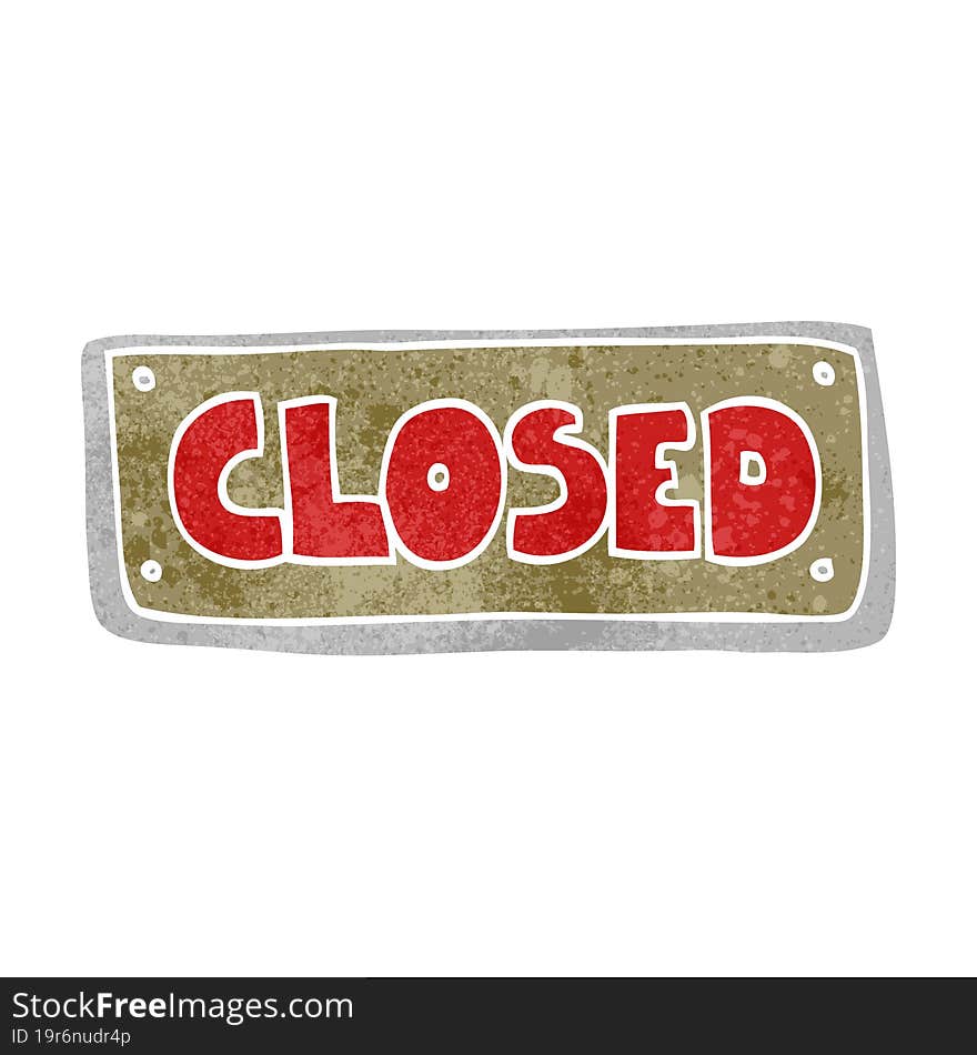 retro cartoon closed shop sign