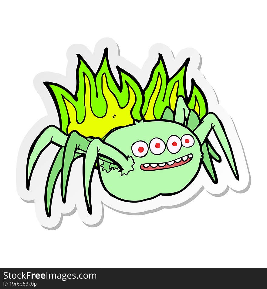 sticker of a cartoon spooky spider