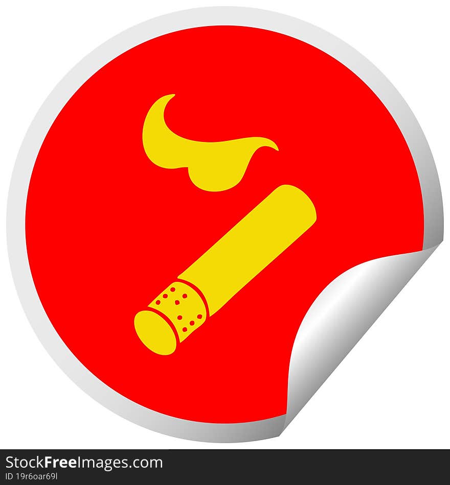 Circular Peeling Sticker Cartoon Smoking Cigarette