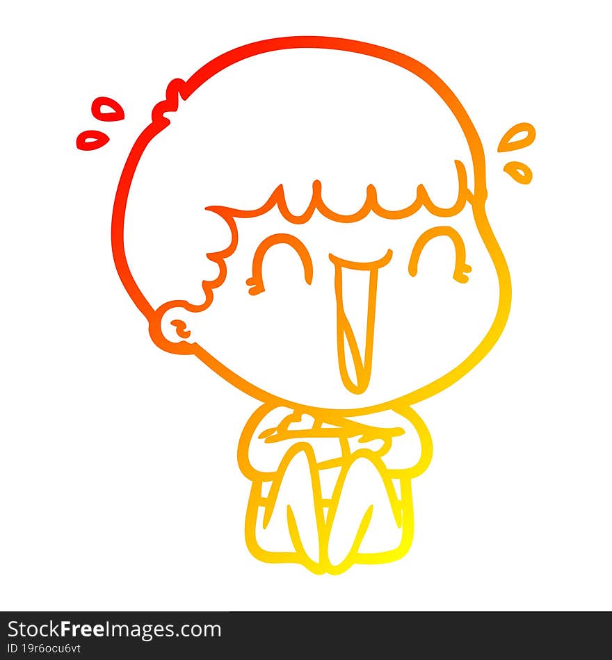 warm gradient line drawing laughing cartoon man