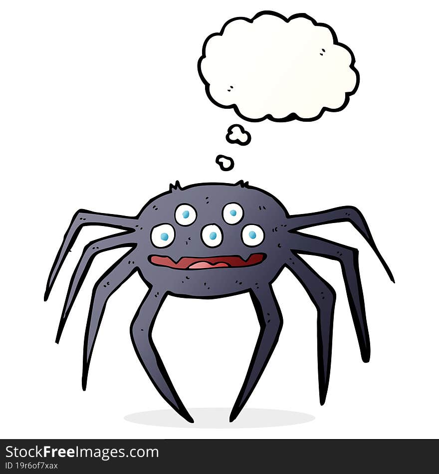 Cartoon Halloween Spider With Thought Bubble