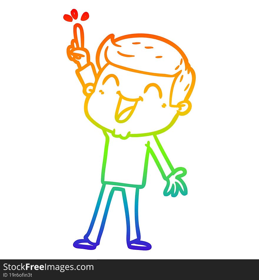 rainbow gradient line drawing of a cartoon man laughing