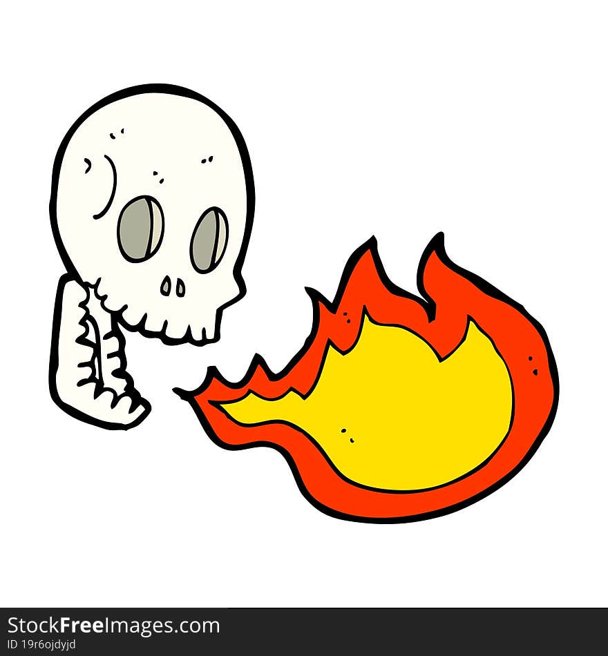 Cartoon Fire Breathing Skull