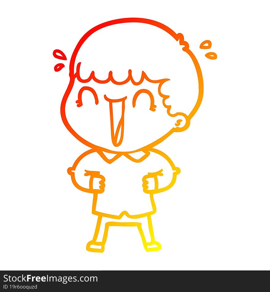 warm gradient line drawing of a laughing cartoon man