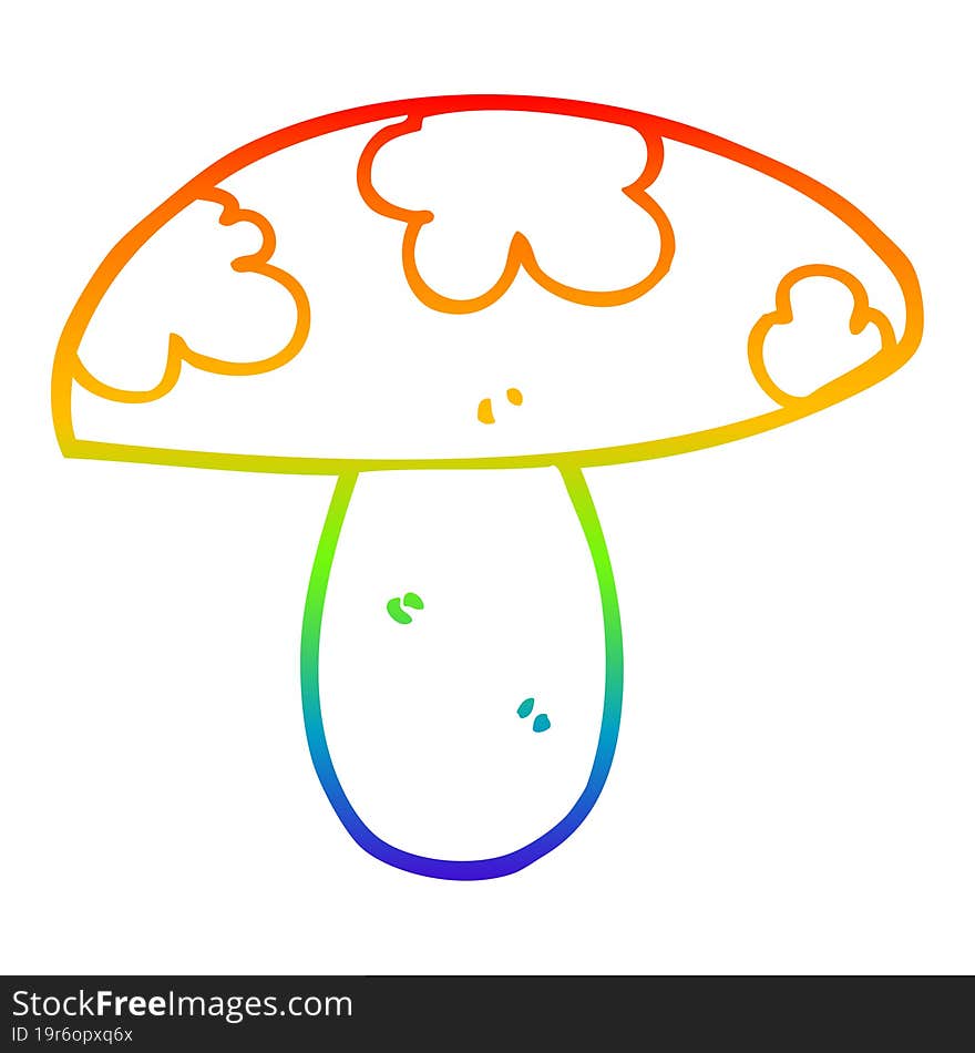 rainbow gradient line drawing of a cartoon mushroom