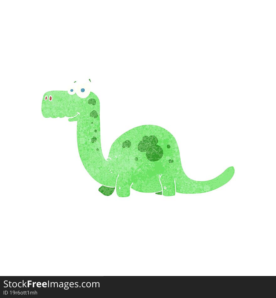 freehand retro cartoon dinosaur