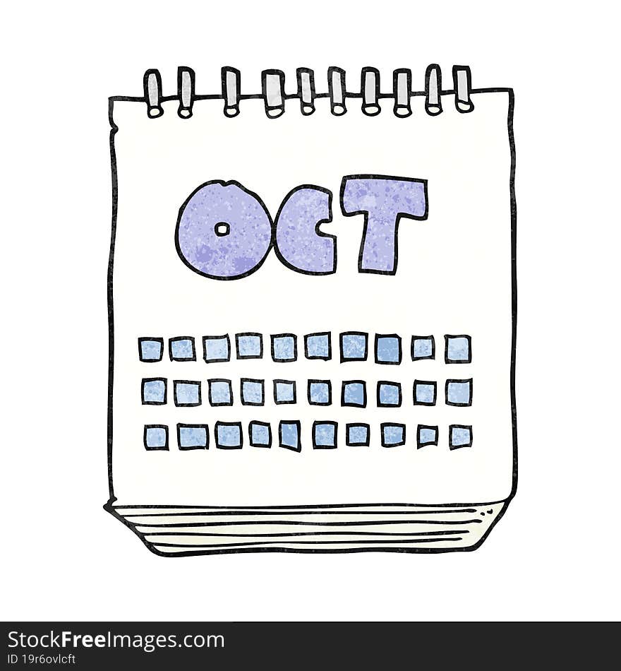 textured cartoon calendar showing month of october