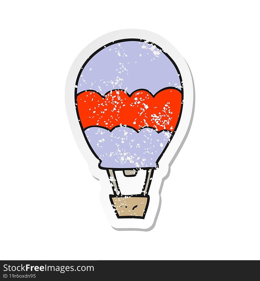 Retro Distressed Sticker Of A Cartoon Hot Air Balloon