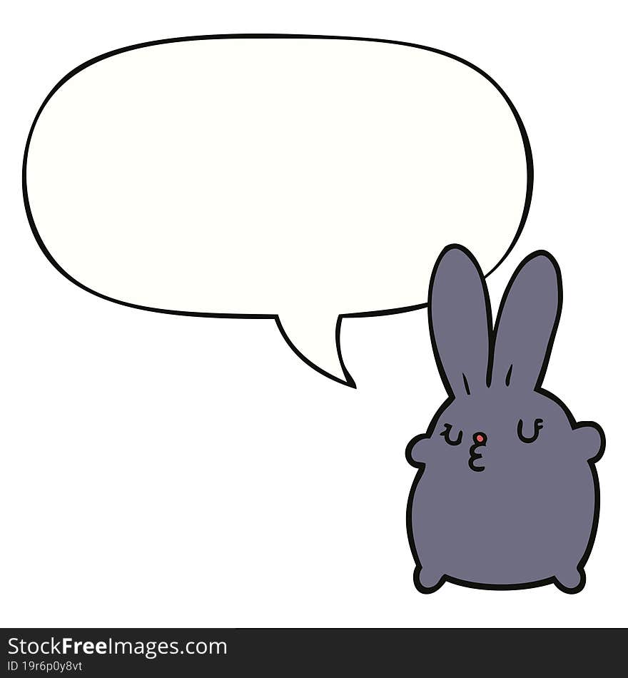 Cute Cartoon Rabbit And Speech Bubble